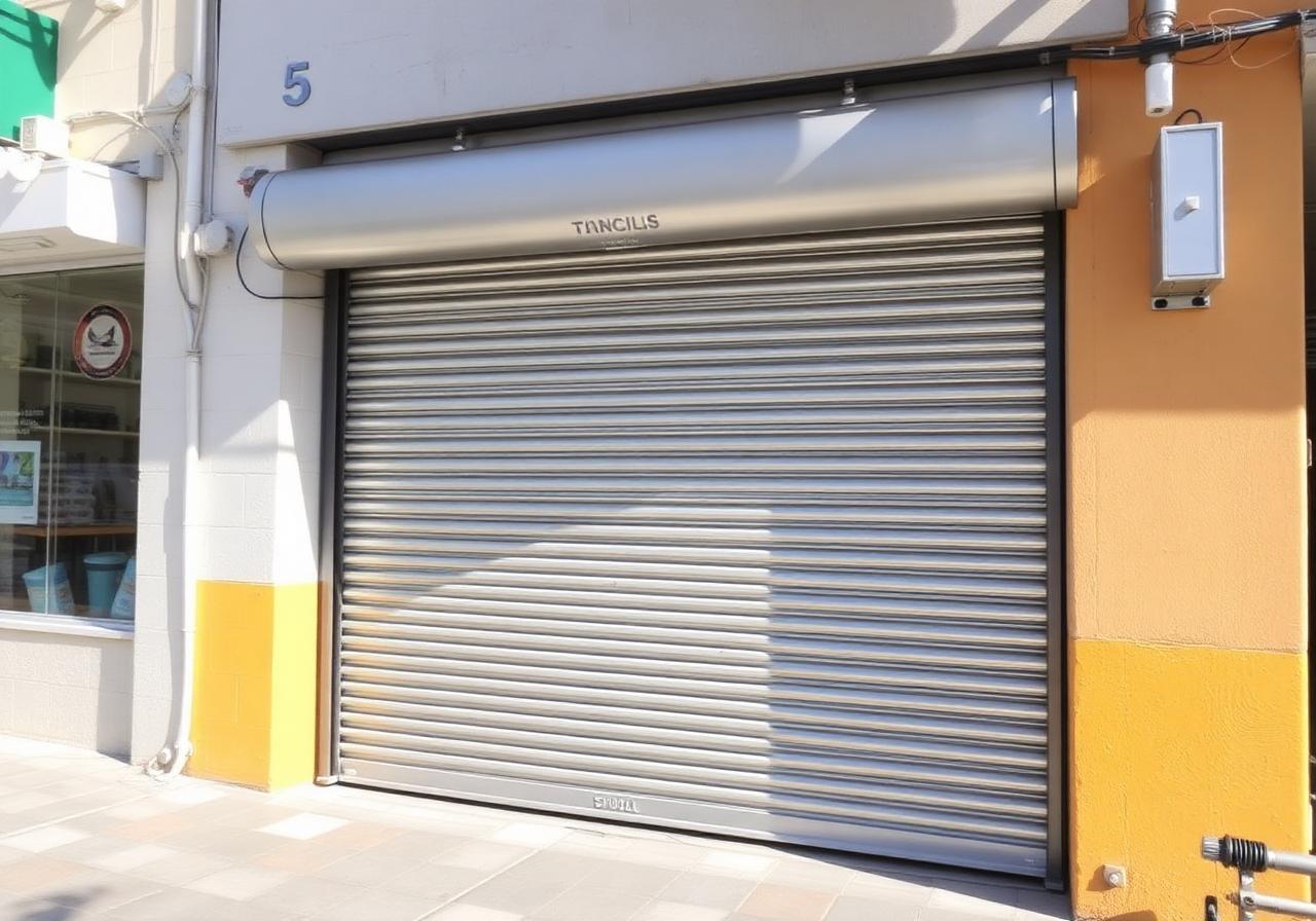 Porta de rolo automática em loja comercial