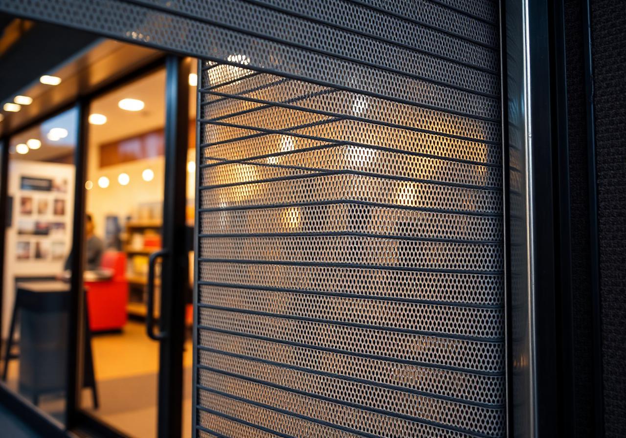 Porta de rolo micro perfurada para fachada comercial